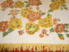 Colorful Vintage 1970s Bath Towel-"Field Manor" Bath Towel 44 x 25"