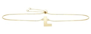 14K Yellow Gold Block Letter A to Z Alphabet Initial Bolo/Friendship Bracelet 