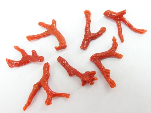 Natural Red Coral Rough Stick Branches Lot 6Piece 31X4To21X4MM Approx Polished - Picture 2 of 10