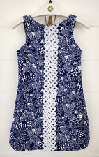 Lilly Pulitzer For Target Shift Dress Sz 6 Navy Blue White Up Stream Fish Print