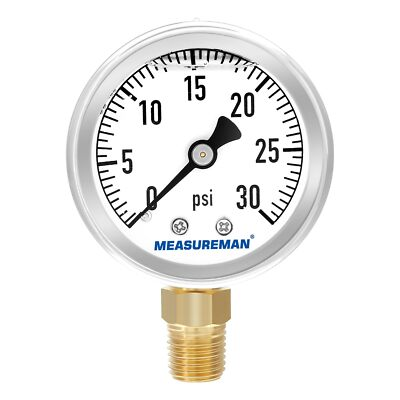 #ad #ad 2quot; Dial Size Glycerin Filled Plumbing Pressure Gauge 0 30psi Black Steel Case... $20.22