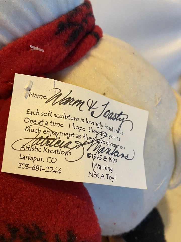 HANDMADE PRIMITIVE Snowman Hand Signed Folk Art - Image 4 of 4