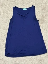 P.S. Kate Womens Shirt Size Medium Blue Sleeveless Strappy Soft Lightweight