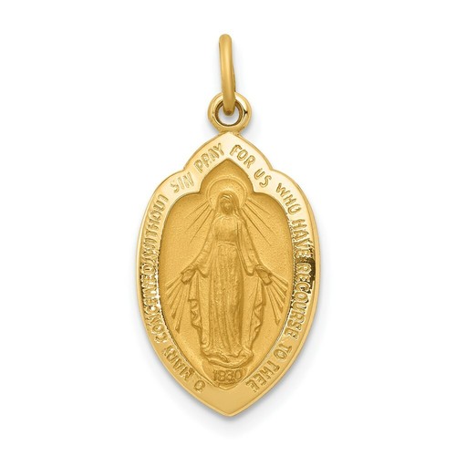 14k Yellow Gold Miraculous Medal Charm 