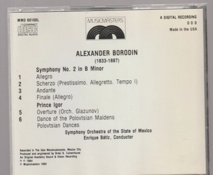 Batiz - ALEXANDER BORODIN, Prince Igor Overture & Dances, Sym. No 2 [CD,1985] — 第 3/3 张图片