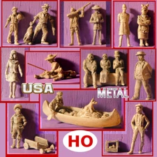 U-pick HO train scene people man dog fishing Go-cart boy stewardess Gal hunter