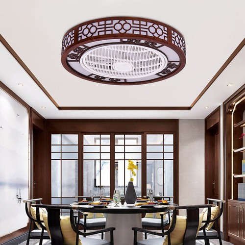 Round Ceiling Fan Lamp LED Chandelier Light Modern Remote Control BedRoom - Picture 3 of 12