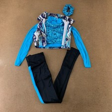 Weissman Youth Size IC 7/8 Turquoise Boomerang 3 Piece Dance Set 11910 NWT
