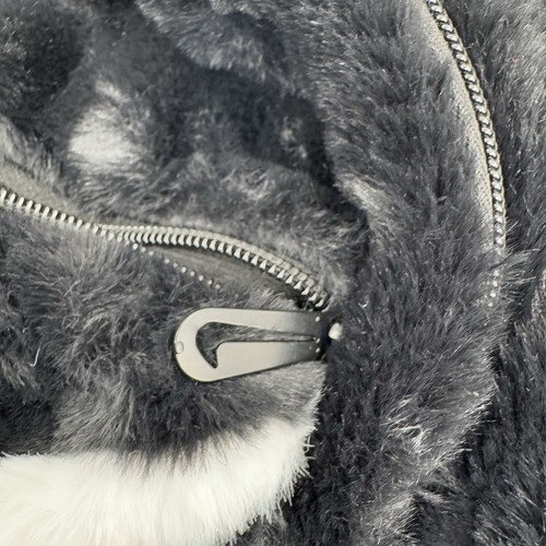 Nike Futura 365 Faux Fur Mini Backpack Black with White Swoosh Nike Purse Bag 6L - Picture 7 of 11