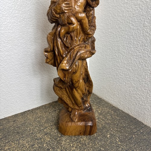 Vintage Virgin Mary and Baby Jesus Hand Carved Statue Olive Wood Holy Land - Picture 3 of 24