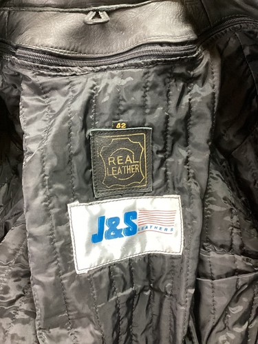 Mens 42 Medium J&S Leathers Blue & Black Leather Biker Motorcycle Jacket VGC - Picture 11 of 12
