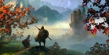 Landscape fantasy art mountains felix Custom Gaming Mat Desk