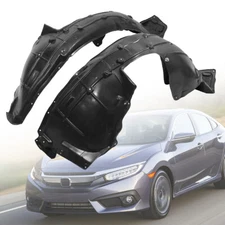 Front Driver & Passenger Side Inner Fender Liner Set For Honda Civic 2016-2018