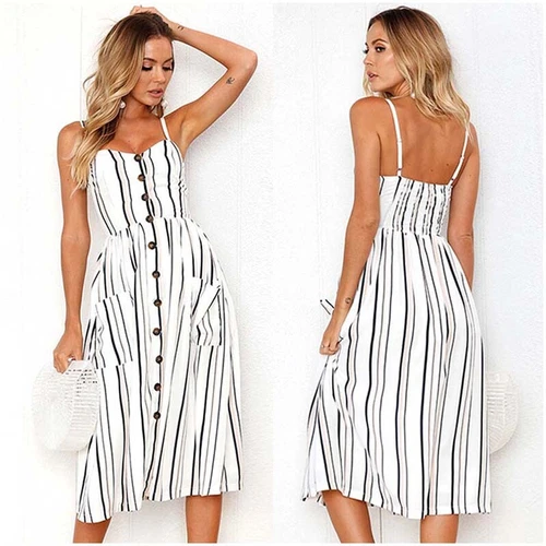 BOHO Womens Strappy Sun Dresses Summer Holiday Beach Midi Dress Plus Size 6-20 - Picture 69 of 83