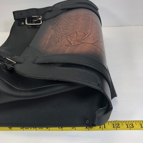 Vintage Motorcycle Side Tail Bag Eagle Design Handcrafted Leather 12” X 14” - Picture 11 of 12