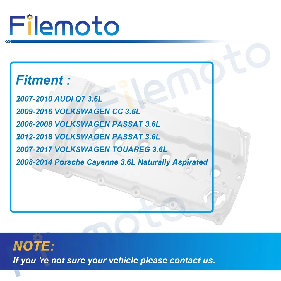 Cubierta de válvula de motor de aluminio con junta para Audi Q7 Volkswagen Passat Touareg 3,6 L Foto 3 de 4