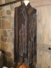 Black Shawl Scarf Sparkle Glitter Metallic Rhinestone