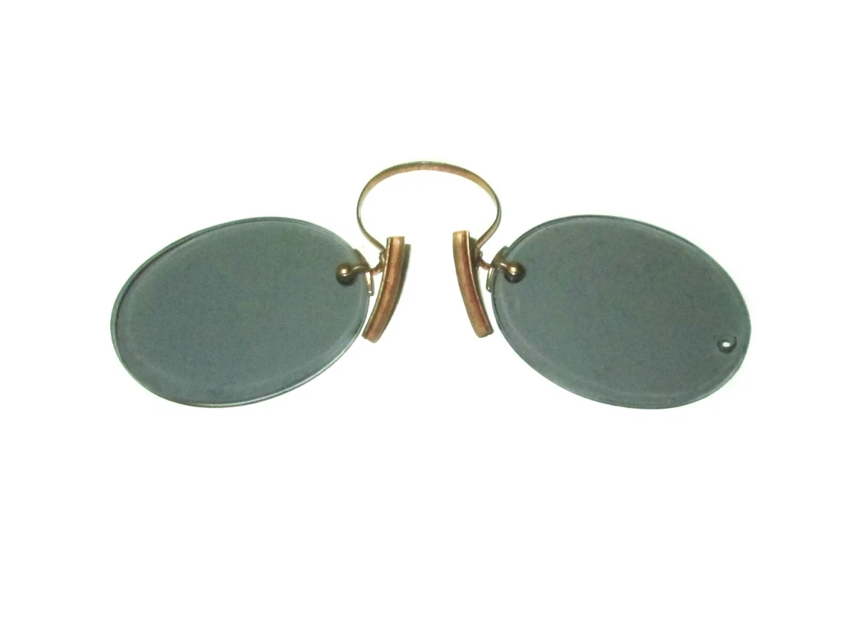 Antique Light Smoky Pince Nez Sunglasses Vtg Grey Civil War Glasses Spectacles