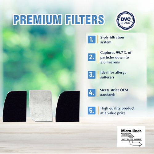 DVC Micro-Lined Replacement Charcoal Filter RCF89-2 Ricaar 8000 Vac- 3 Filters - Picture 2 of 3