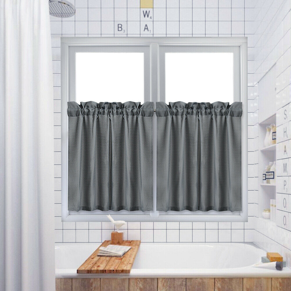 2x Bathroom Shower Half Window Cover Curtain Bath Curtains Bathroom