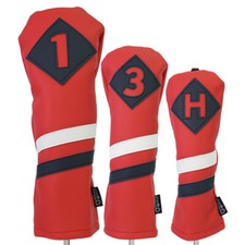 Majek Golf 1 3 H Driver Wood Hybrid Headcover Red White Blue Leather Style