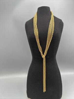 Vintage Monet Knotted Gold Tone Multi strand Chain necklace