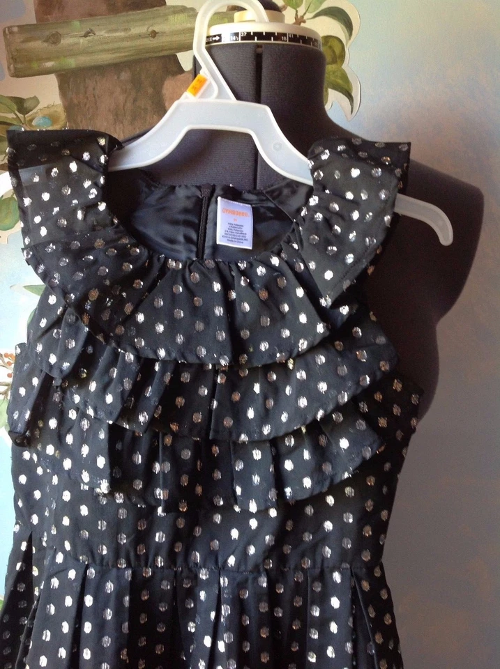 Vestido Gymboree Niñas Negro y Plateado Lunares Sin Mangas Vestido de Ocasión Talla 8  Foto 2 de 4