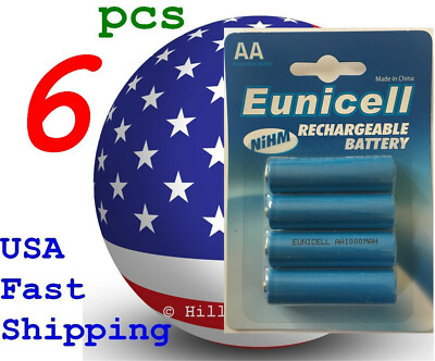 aa様へ♥6/17 6 X Size AA LR6 AM6 Rechargeable 1000mAh Card 1.2V NiMH Battery | eBay