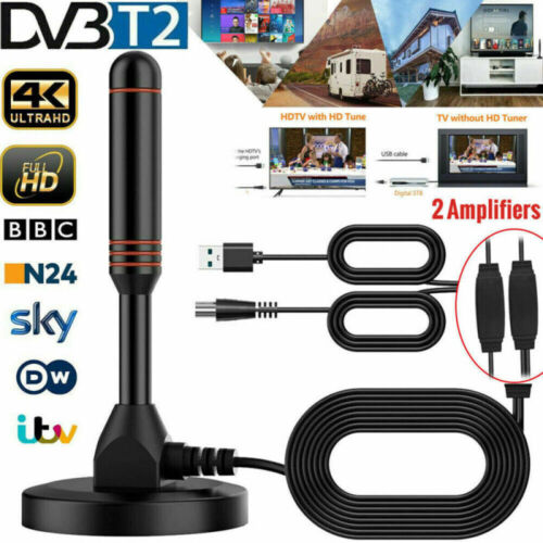 DVB-T2 HD Antenna 36DBi Amplifier 5M Cable TV Channels Free TV Programs - Picture 1 of 12
