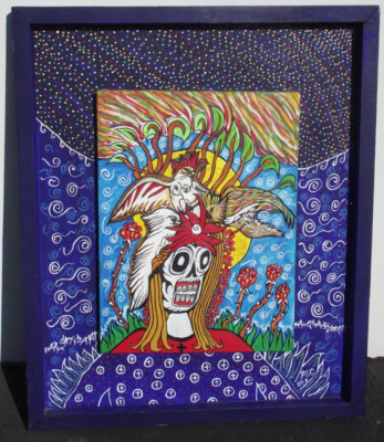Peter E Carillo California Mexican Artist BIG Painting ''Para Los Indios'' 32''x38''