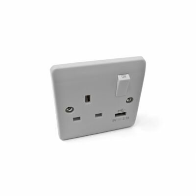 White Socket Usb 13a 1 Gang Single Switch Socket Scolmore For Static Caravan