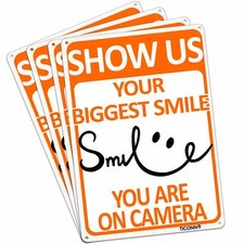 Smile You're on Camera Sign Video Surveillance, Vertical 10 x 7 Inches
