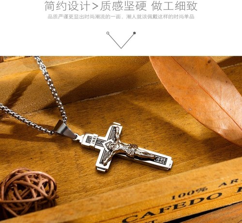 Halskette Edelstahl goldenes Kreuz katholisch Kruzifix Anhänger 3 Farben zur Auswahl - Bild 14 von 49