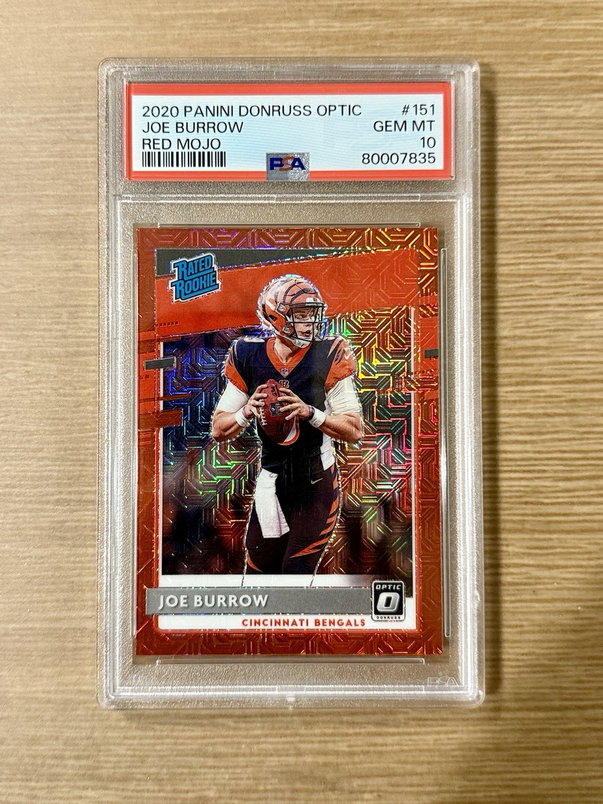 Joe Burrow-2020 Panini Donruss Optic-Red Mojo Rated Rookie PSA 10