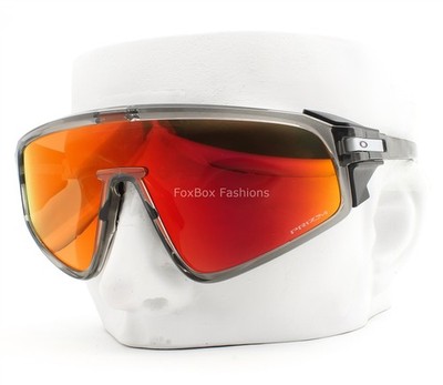 Oakley Latch Panel Sunglasses Crystal Gray Prizm Ruby OO9404-0435 with Pouch