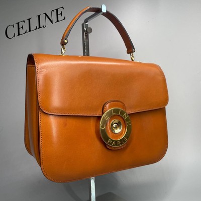 Celine handbag circle logo box type top handle brown 25 Authentic