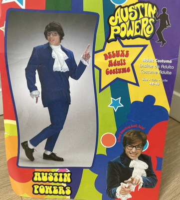 Mens 60s Austin Powers Costume Adult Blue Gigolo Swinger Spy Suit Halloween 1999