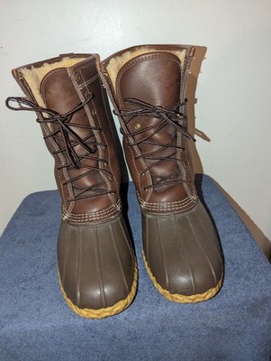 L.L. Bean Shearling Lined Duck Boots Mens 12 Brown Excellent 10\