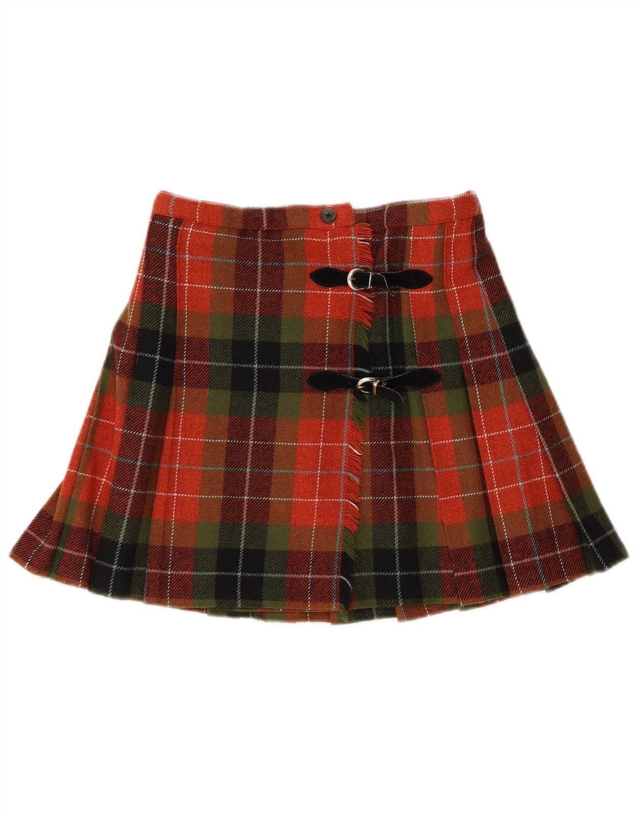 Stefanel Womens Mini Wrap Skirt IT 38 XS W26 Red Check Wool AL06