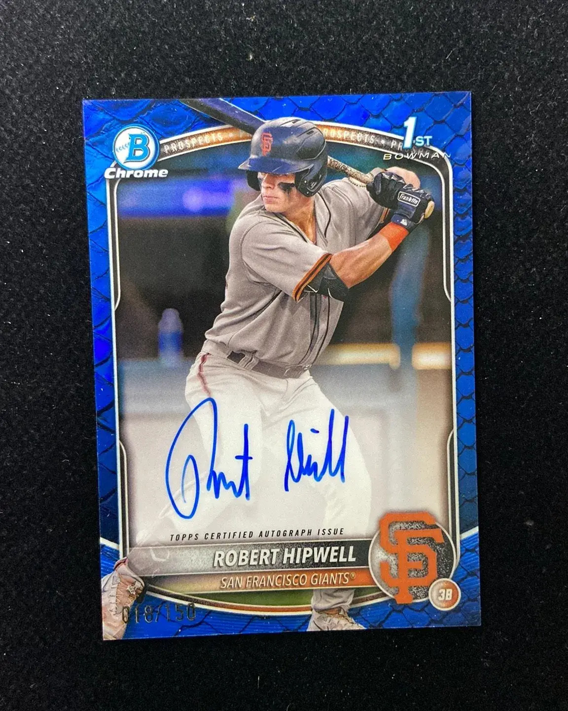 2025 Topps Bowman Chrome Blue Reptilian #CAP-RH Robert Hipwell 1st Auto /150 HD
