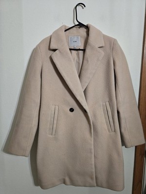 Pre-loved ICHI Women's Ivory Winter Coat One Button Front Sz 38 S