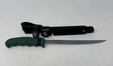Cutco The Fisherman’s Solution Fillet Knife w/Sharpener Pliers Sheath Rare Green