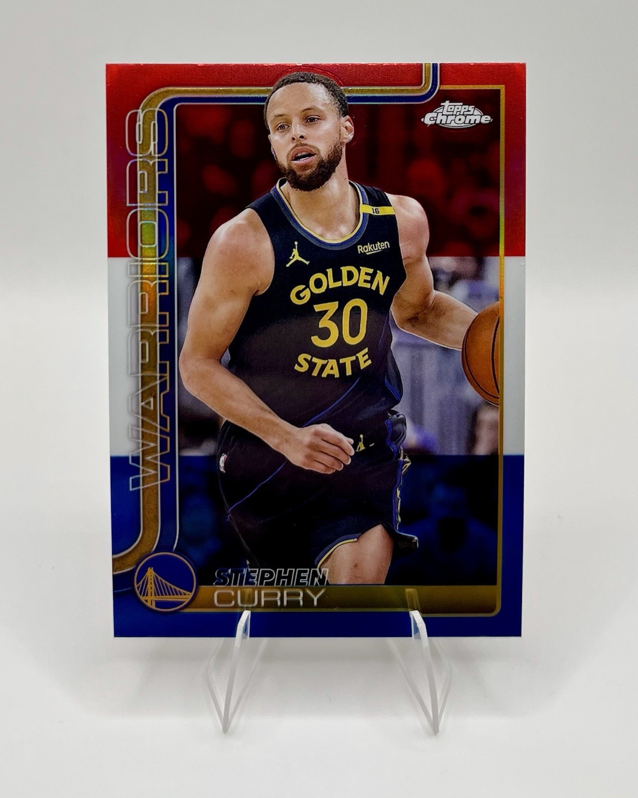 2025-26 Topps Chrome Stephen Curry#201 Red White & Blue Refractor Warriors
