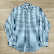 Brooks Brothers Regent Button Down Shirt Men's Large Blue Gimgham Plaid Cotton