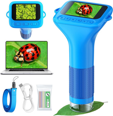 Microscope for Kids with 12 Slides, 100X-1000X 1080P Digital Handheld Kids Micro