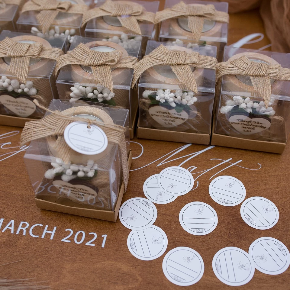 Candelabros de madera Tealight de 10 piezas boda baby shower favores nupciales luz B... Foto 4 de 4