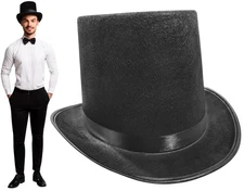 Adult Tall Black Felt Top Hat Formal Showman Party Novelty Halloween Accessory