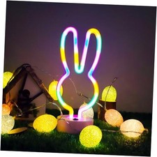 Easter Decorations Neon Bunny Lights, Creative Bunny Neon Signs with Multicolor