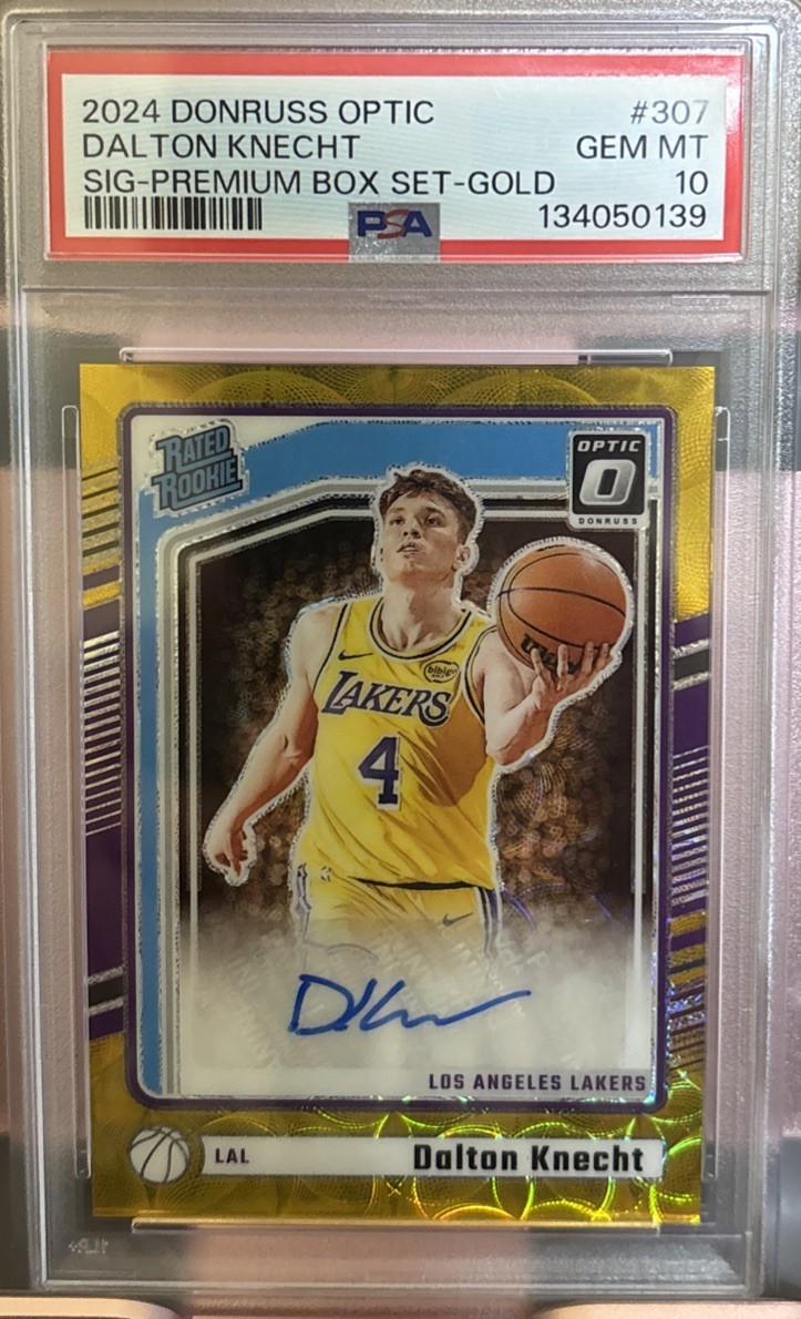 Dalton Knecht 2024 Donruss Optic #5/7 Rookie Auto Box Set Gold FOTL PSA 10 POP 1