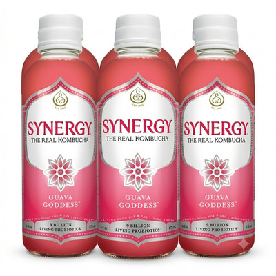 Synergy The Real Kombucha Guava Goddess 16oz 6 Pack Fermented Tea Drink